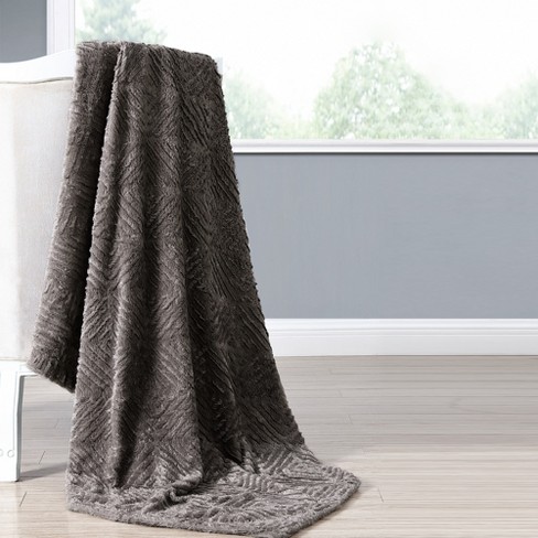 Dark grey best sale fur blanket