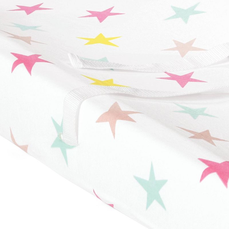 Lush D&#233;cor Unicorn Heart Rainbow Star Organic Cotton Changing Pad Cover - 2pk, 4 of 7