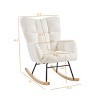 Angel Sar Glider Chair, Tufted Upholstered Teddy Fabric Rocking Chair with Metal Frame, Ivory White Accent Chair for Living Room and Bedroom - 4 of 4