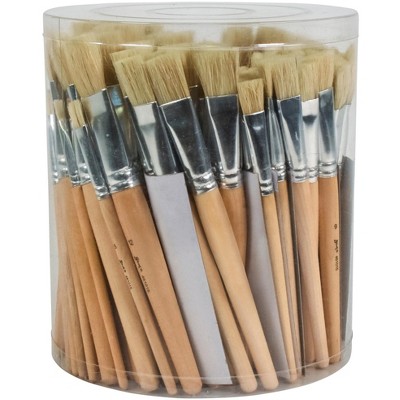 Sax White Bristle Paint Brushes with Short Wooden Handles, Flat, Assorted Sizes, Set of 144