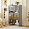 ACEPANO 60.6 in. H Freestanding Display Cabinet with 2 Storage Drawers, Glass Doors & Adjustable Shelves-Gray - 3 of 4