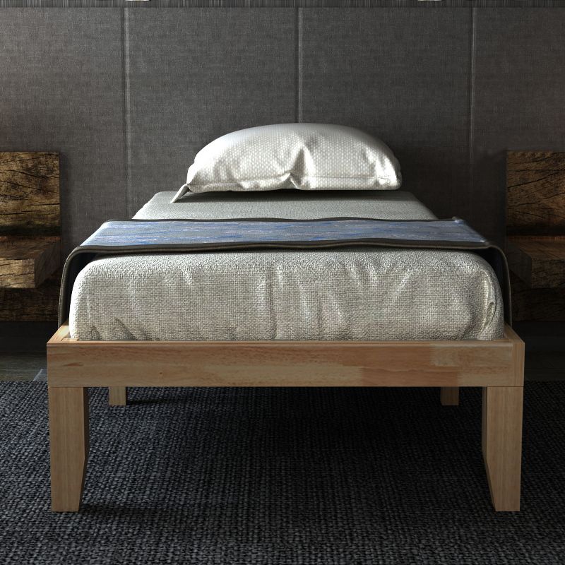 Costway Twin Size 14'' Wooden Bed Frame Mattress Platform Wood Slats Support EspressoNatural, 5 of 11