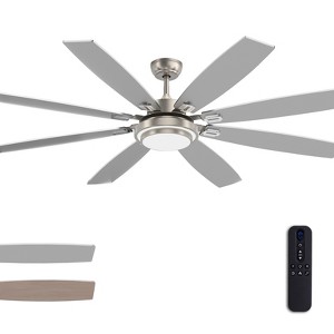 Siljoy 72-in Nickel Ceiling Fan with Nickel or oak Color Blades Ceiling Fan With Light-Remote Included - 1 of 4