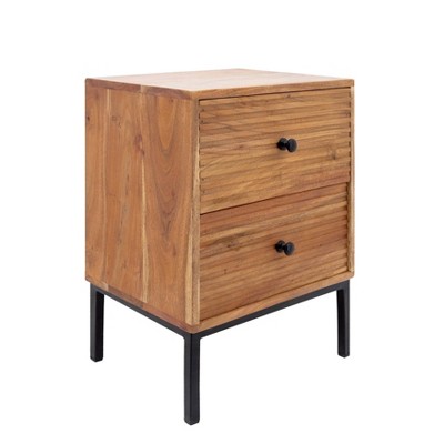 22" Wood Side Table with 2 Drawers Brown - Sagebrook Home