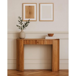 Solid Wood Straight Legs 1-Drawer Console Table with Contemporary Design - 1 of 4