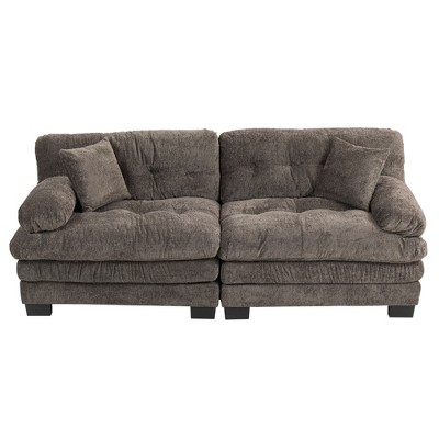 Maliang 84" L Two-seat Sectional Sofa, Modular Deep Seat Sofa, Upholstered Sofa for Small Spaces