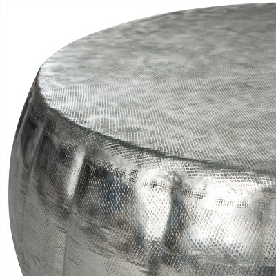 Silver Polished Round Metal Cocktail Table