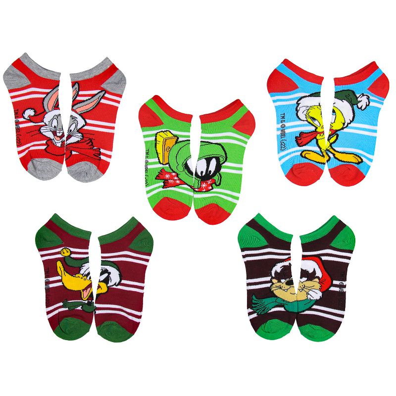 Looney Tunes Characters Striped Mix And Match Adult 5 Pack Ankle Socks Multicoloured, 2 of 8