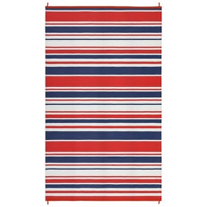 Modern Outdoor Plastic Straw Rug Reversible Mat, Striped Waterproof Rugs for Deck Backyard Porch RV Camper Picnic Balcony Beach - 1 of 4