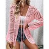 Womens Cardigan Spring Tops Sheer Lightweight Summer Cardigan Beach Cover Up Tops V Neck Lantern Sleeve Sweater Cardigan - 3 of 4