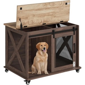 GustoWave 37'' Flip Top Dog Cage with Sliding Door, Indoor Dog Kennel End Table with Divider, Farmhouse Pet House for Small to Middle Dogs - 1 of 4