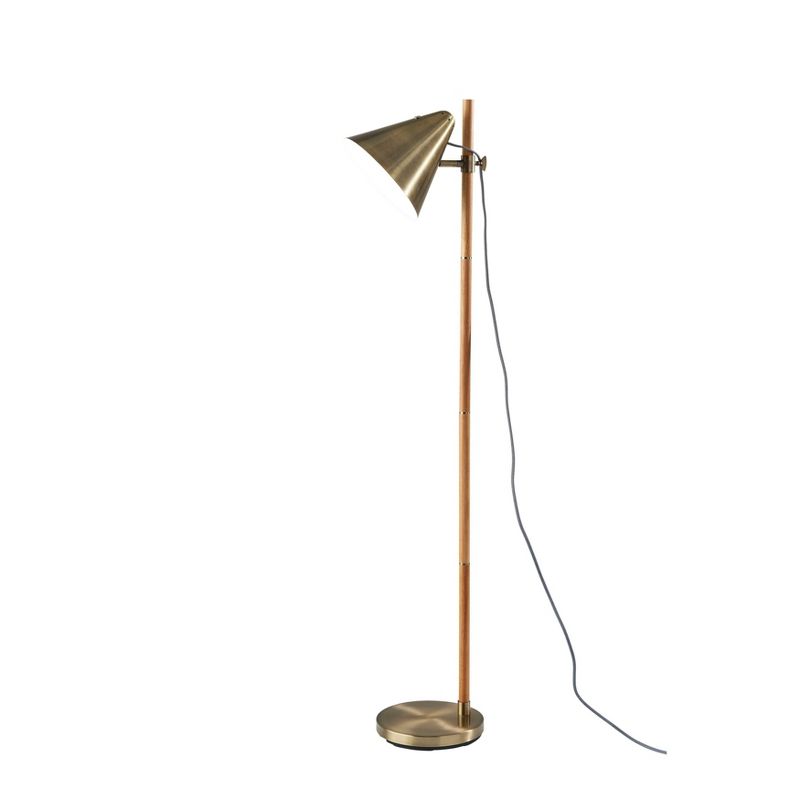 Bryn Floor Lamp Natural Rubberwood Antique Brass - Adesso, 1 of 10
