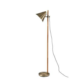 Bryn Floor Lamp Natural Rubberwood Antique Brass - Adesso