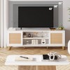 TV Stand for 65 Inch TV, White Entertainment Center Modern TV Console Table, Rattan TV Stand with Storage, Doors and Shelves - 3 of 4