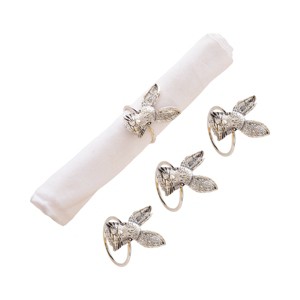 C&F Home Silver Bunny Head Napkin Rings Set of 4 - 1 of 4