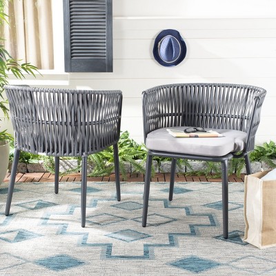 Gray Rope and Aluminum Outdoor Dining Chair with Cushions