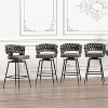 TiramisuBest Set of 2 28" Linen Woven Swivel Bar Stools, Upholstered Counter Chairs with Back, Armrest & Footrest, Black Legs (Grey) - 4 of 4