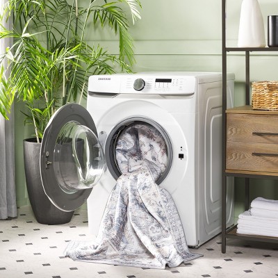 Arizona Light Blue/Ivory 4' x 6' Machine Washable Area Rug