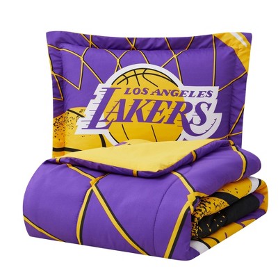 Twin Purple Microfiber Down Alternative Lakers Bedding Set