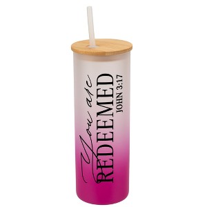 Elanze Designs You Are Redeemed Vertical Walk in Faith Wrap-Around Design 25 Ounce Frosted Gradient Glass On-The-Go Coffee Travel Skinny Tumbler Mug - 1 of 1