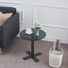 Lirago Tempered Black Glass Dining Table-Slim Metal Frame Space-Saving Design for Home & Office 18.9"W * 18.9"L * 19.7"H - 2 of 4