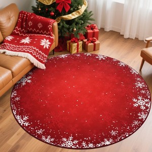 Washable Christmas Area Rug Ultra-Soft Snowflake Xmas Bedroom Carpet - 1 of 4