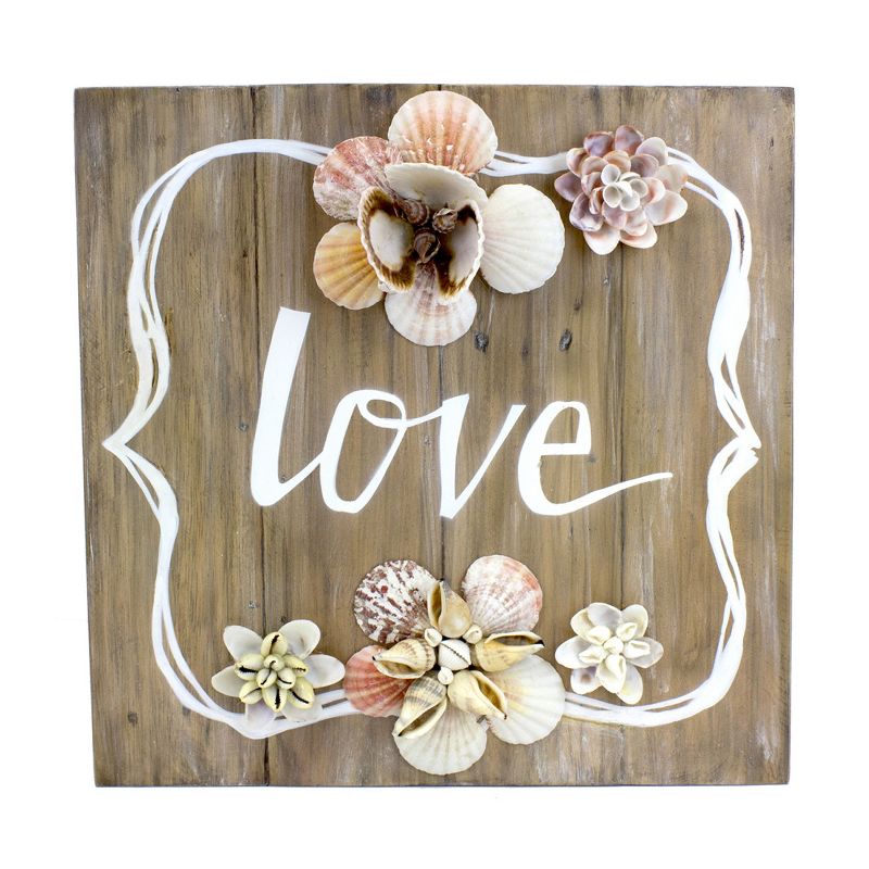 Beachcombers Love Shell Flower Coastal Plaque Sign Wall Hanging Decor Decoration For The Beach 0.125 x 12 x 12 Inches., 1 of 3