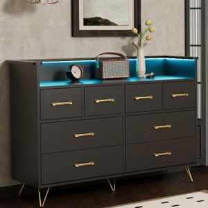 Jojoka 8 Drawer Dresser, Modern Dresser for Bedroom with Led Lights and Charging Station - 1 of 4