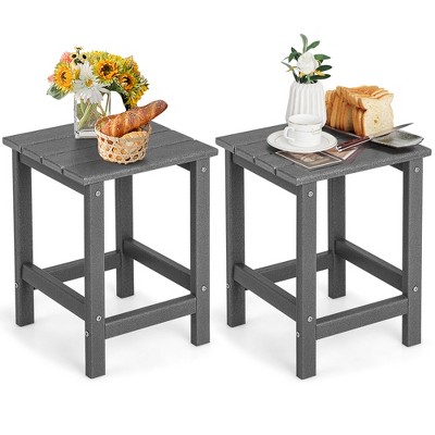 Tangkula 2PCS 14" Patio Adirondack Side Table HDPE Square Weather Resistant Garden