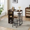 Fulvari 3 Piece Bar Table Set for 2, Kitchen Dining Table with 2 Stools, Counter Height Bar Table and Chair Set, Pub Table Set for Kitchen - 4 of 4