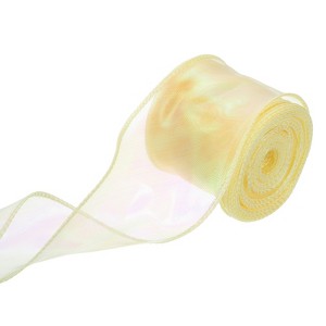 Unique Bargains Gift Wrapping Wide Sheer Wired Pastel Shimmer Iridescent Chiffon Ribbons 1 Pc - 1 of 4