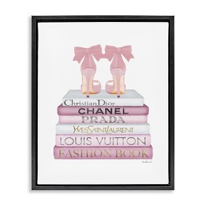 Stupell Industries Pastel Pink Heels & Books Floating Frame Canvas Art - 1 of 4