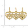 Black Bow Jewelry 14k Yellow Gold Triple Hearts Best Friends 3 Charm or Pendants, 26mm - 4 of 4