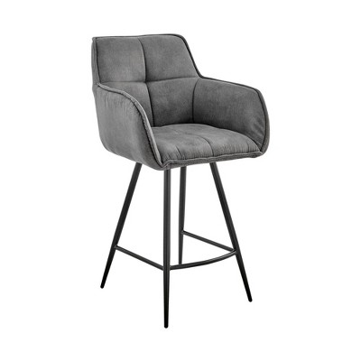 26" Verona Counter Stool with Fabric Finish Black/Charcoal - Armen Living