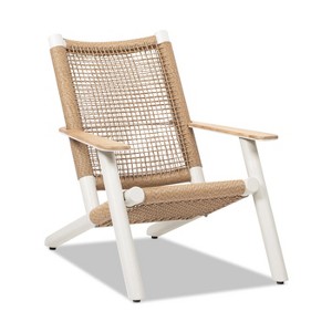 Jennifer Taylor Home Atlas Adirondack Outdoor Lounge Chair, Natural Beige All Weather Wicker - 1 of 4