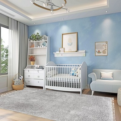 Braided Tassel Edge Shag Rug in Gray, 3' x 5', Synthetic Easy Care