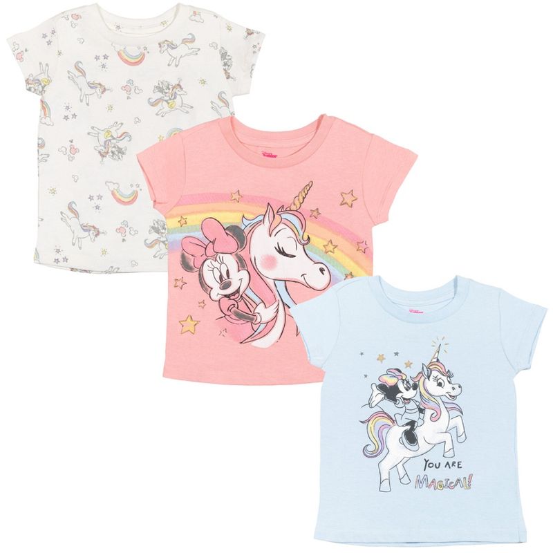 Disney Minnie Mouse 3 Pack Graphic T-Shirts Pink/White/Blue , 1 of 8