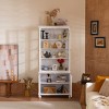 Vintage Hutch Display Cabinet with Adjustable Shelves and 3-Sided Glass, 77 in Tall for Dining Room or Kitchen-3irtyhousy - 3 of 4