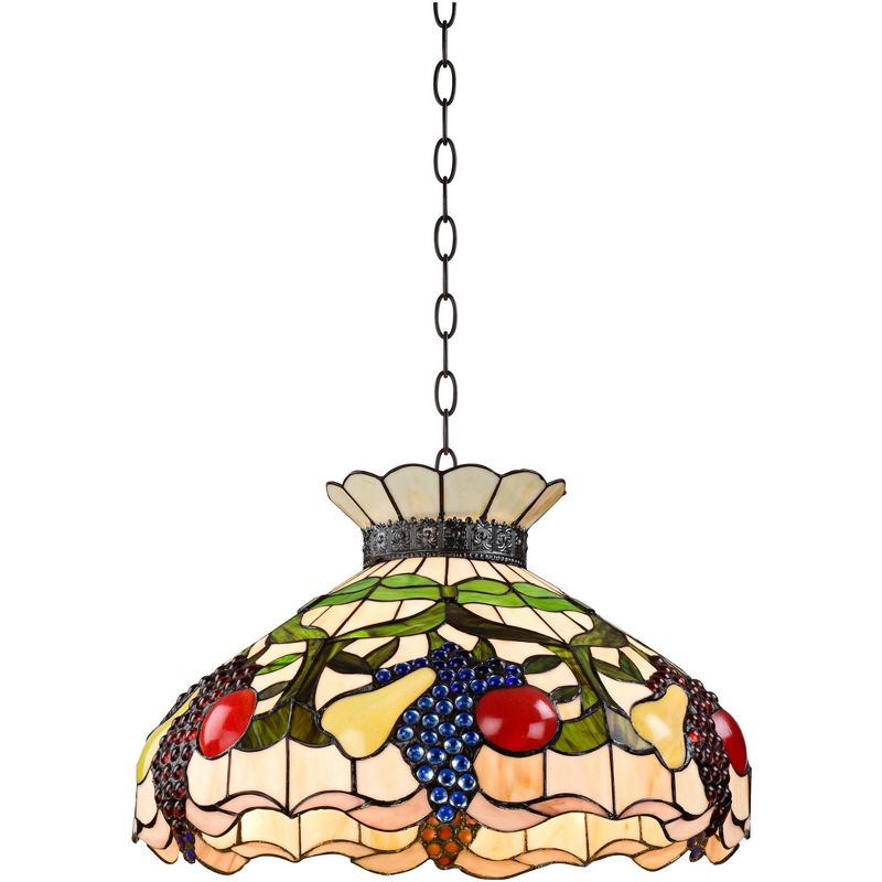 Robert Louis Tiffany Bronze Pendant Chandelier 20" Wide Mission Ripe Fruit Stained Glass Shade 3-Light Fixture for Dining Room Foyer Kitchen Island, 5 of 10