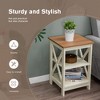 Captiva Designs Farmhouse End Table Set of 2, 3-Tier Rustic Side Tables with X-Shape Design, Wooden Nightstands for Living Room or Bedroom - 3 of 4