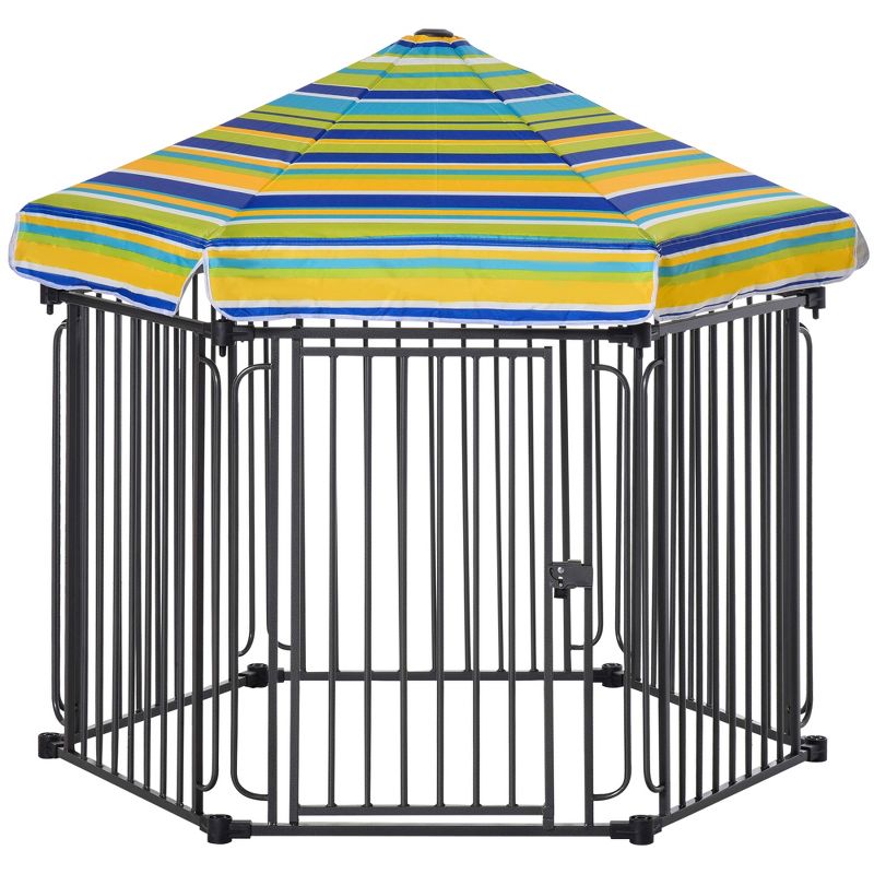 PawHut Heavy-Duty Outdoor Pet Cage Kennel with Weather-Resistant Polyester Roof, Locking Door, & Metal Frame, 1 of 8