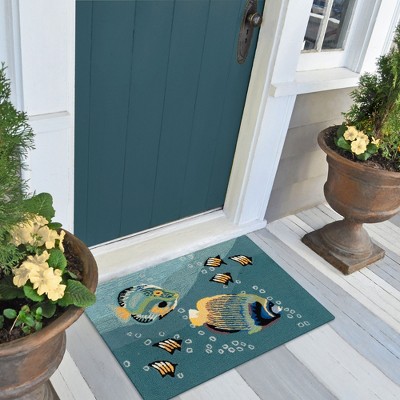 Aquatic Bliss Hand-Tufted Indoor/Outdoor Rectangular Blue Rug