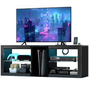 LED TV Stand for TVs up to 55" with Power Outlets, USB Ports and Adjustable Shelves - 1 of 4