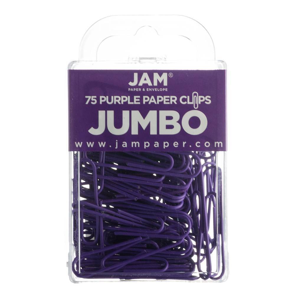 JAM Paper 2" 75ct Colorful Jumbo Paper Clips - Large - Purple: Stationery & Office Supplies, Plastic, Clips & Fasteners