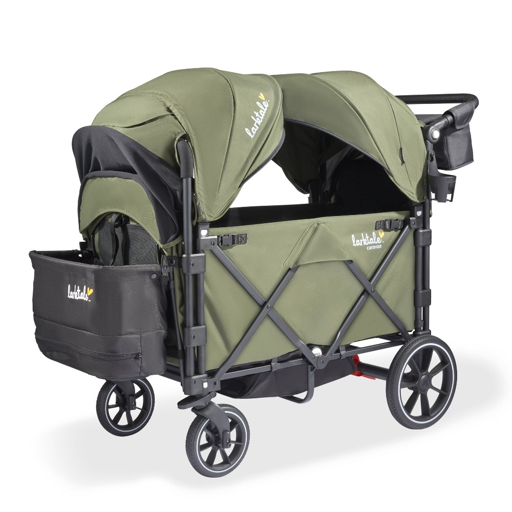 Larktale Caravan V3 Extra Capacity Stroller Wagon with Reclining Seats - Chelsea Green: 5-Point Harness, 40.5 lbs, Aluminum Frame