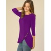Allegra K Women's 3/4 Sleeve Round Neck Button Decor Casual Stretchy Tunic Tops - 2 of 4