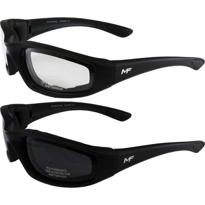 2 Pairs of MotoFrames Payback Safety Motorcycle Glasses with Clear, Smoke Lenses