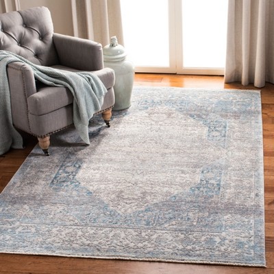 Grey and Aqua Hand-Knotted Wool 4' x 6' Area Rug
