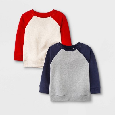 Toddler Boys' 2pk Fleece Crew Neck Pullover Sweatshirt - Cat & Jack™ Navy/Cream