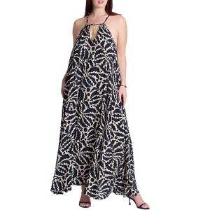 ELOQUII Women's Plus Size Hardware Detail Trapeze Maxi Dress - 1 of 4